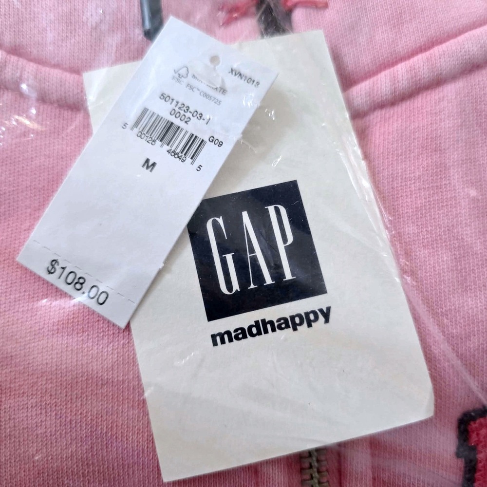 GAP X Madhappy Pink Cropped‎ Zip Up Hoodie Sweatshirt Women Size Medium - Picture 4 of 4